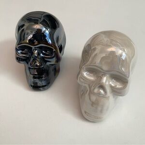 Ceramic Skull Decor Set in Black and White